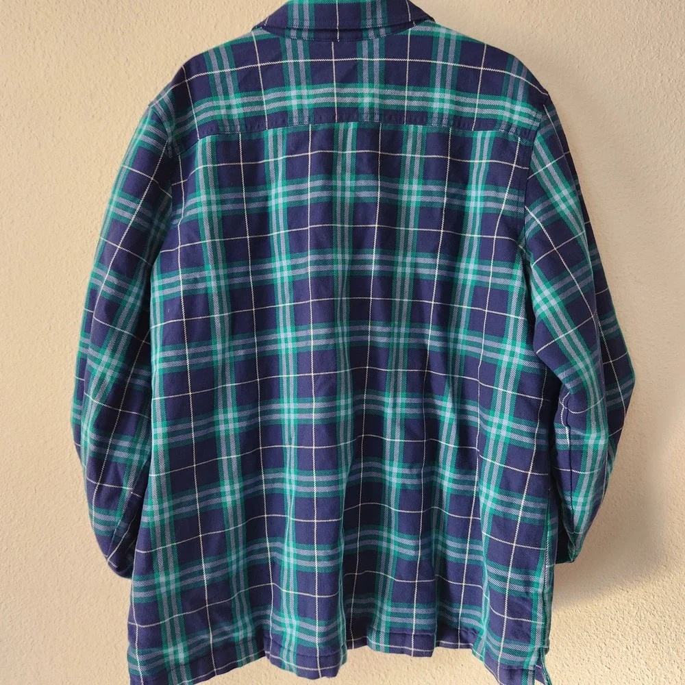 L.L. Bean Lined Flannel plaid Blue & Green Womens‎ XL